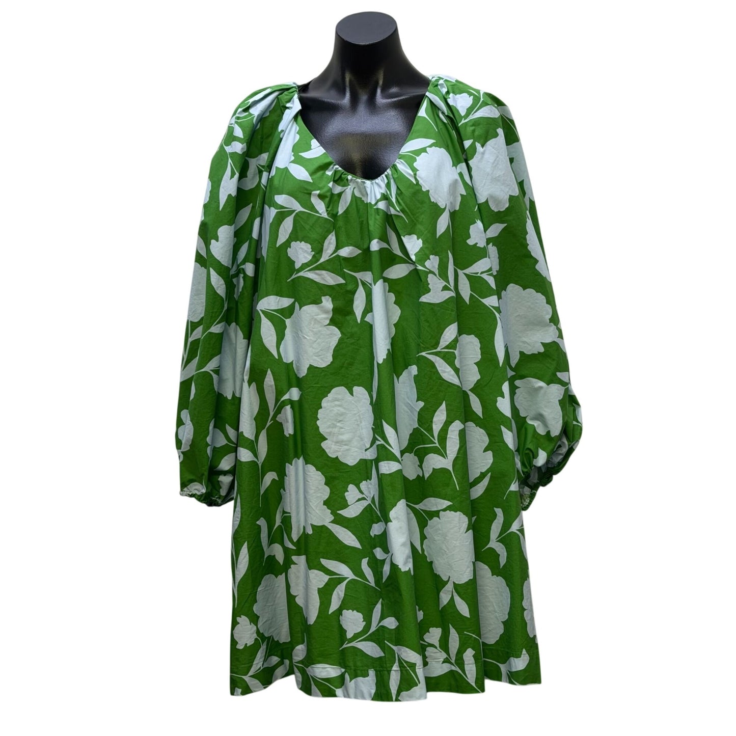 Kate Spade Green & White Floral Print Long-Sleeve Dress XL