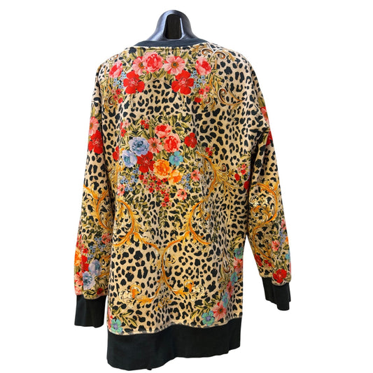 Johnny Was Floral & Leopard Print Pullover Blouse M