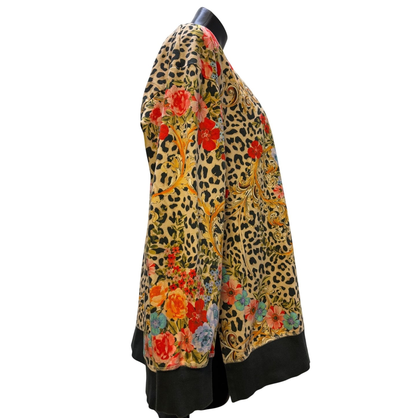 Johnny Was Floral & Leopard Print Pullover Blouse M