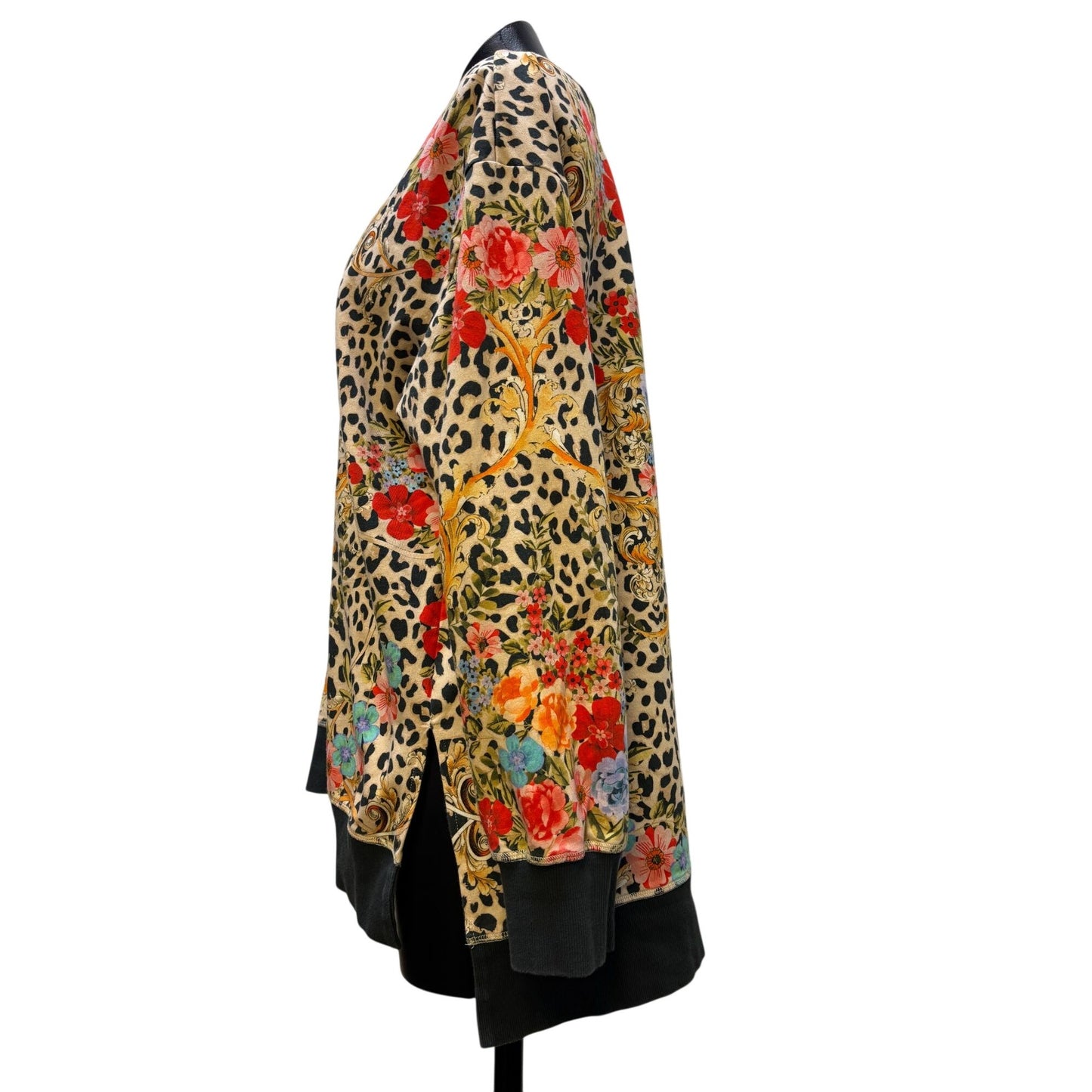 Johnny Was Floral & Leopard Print Pullover Blouse M