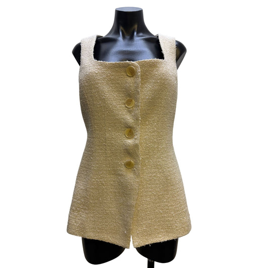 NWT ASTR Off-White Textured Sleeveless Vest With Button Front Size L
