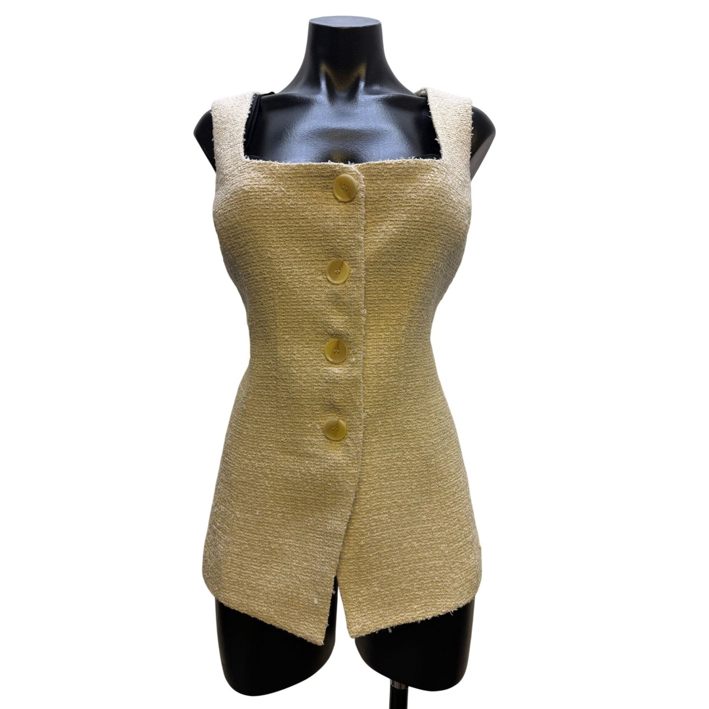 NWT ASTR Off-White Textured Sleeveless Vest With Button Front Size L