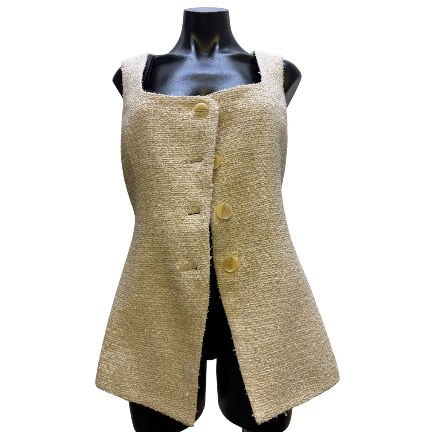 NWT ASTR Off-White Textured Sleeveless Vest With Button Front Size L