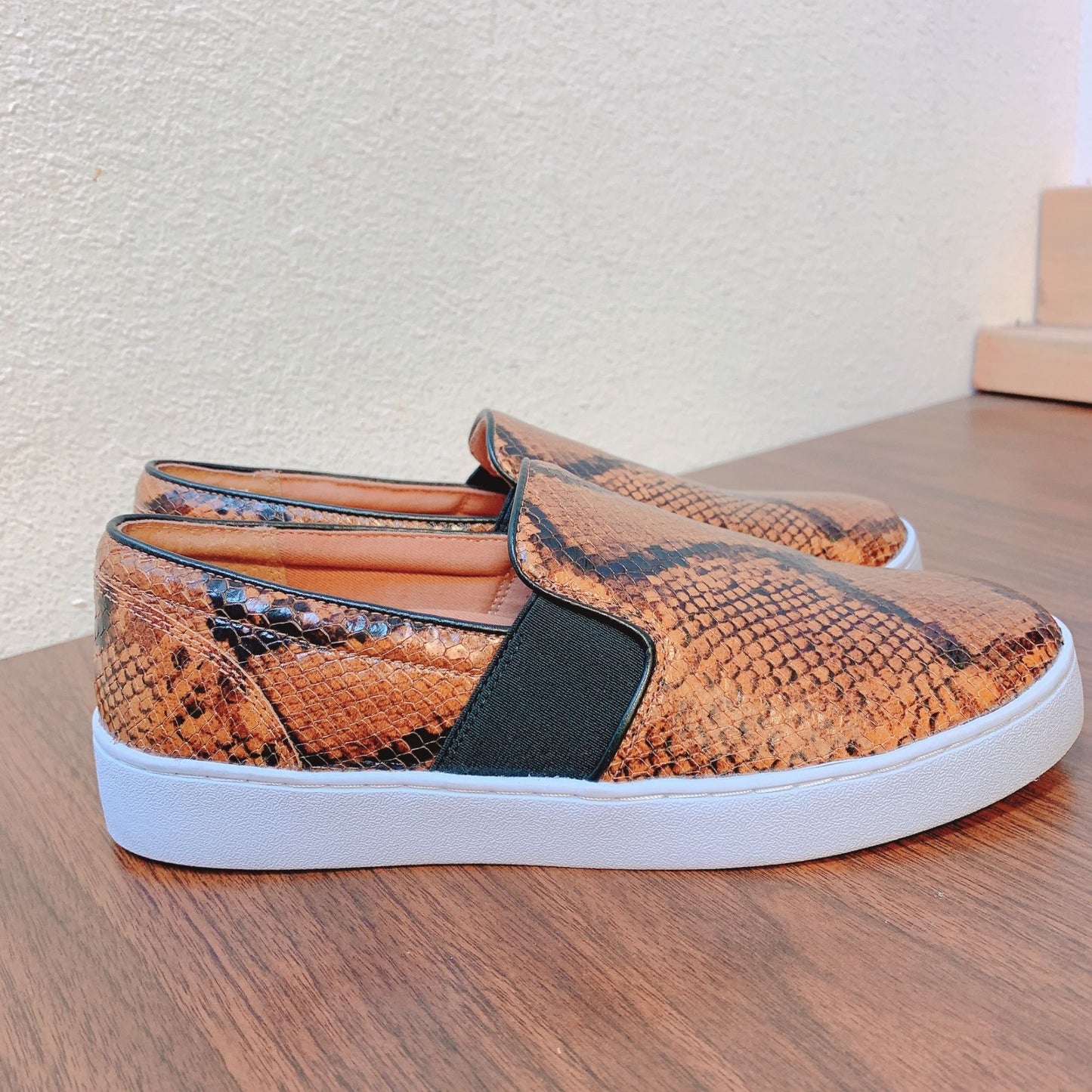 Vionic Snake Print Slip-On Sneakers With White Soles & Elastic Panels 7