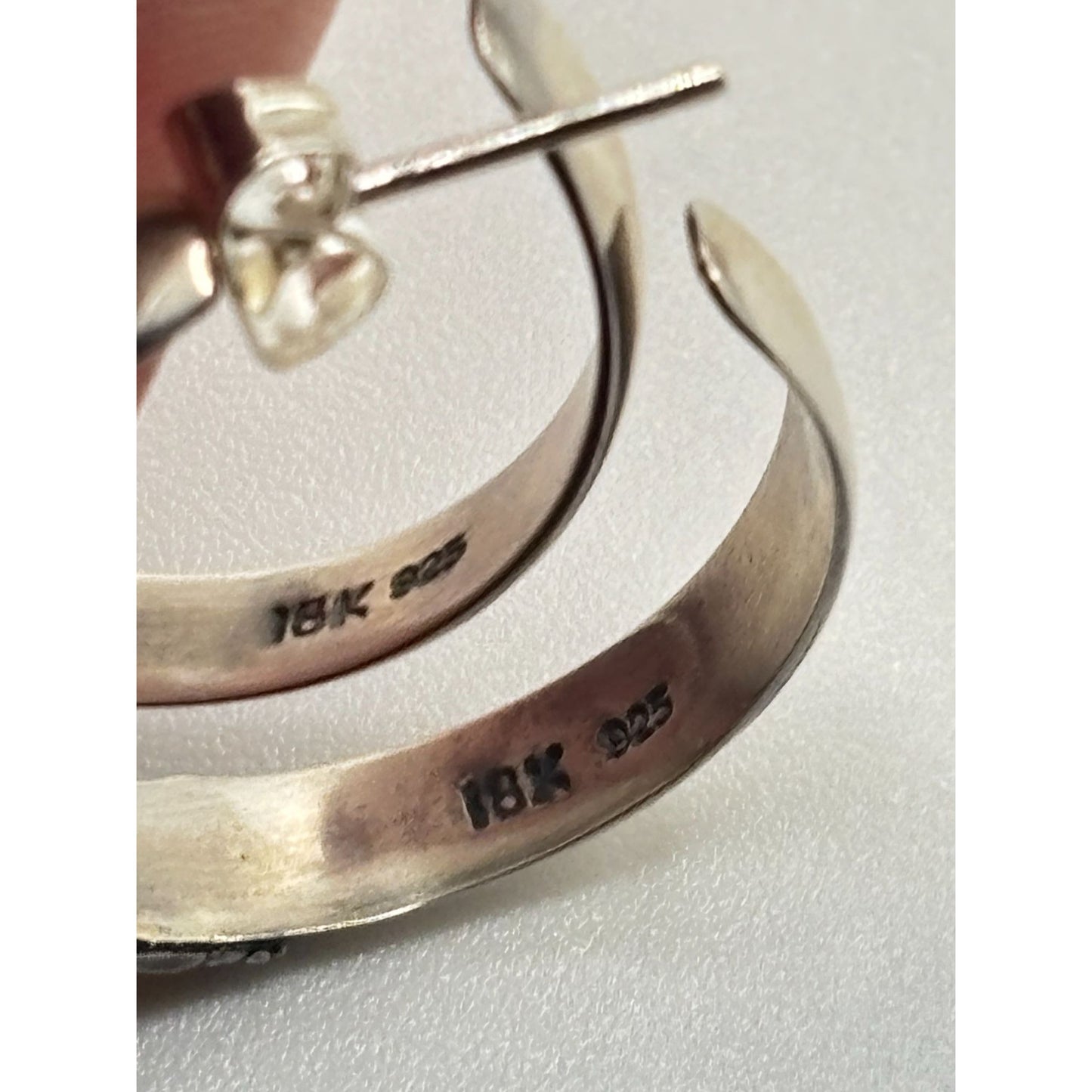 18K Sterling Silver Gold Hoop Earrings Filigree Design