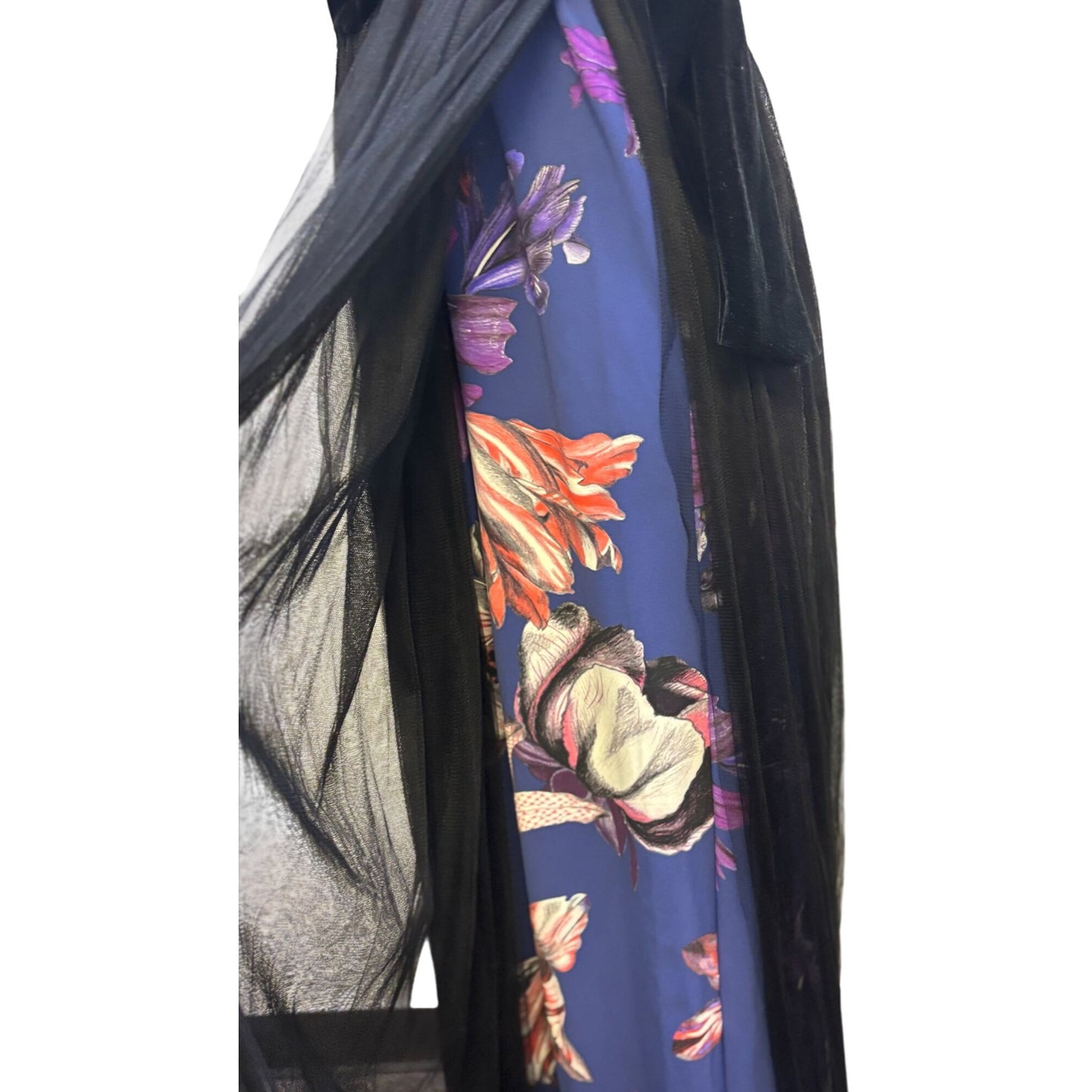 Chiara Boni Black Velvet & Floral Netting Gown Size 6