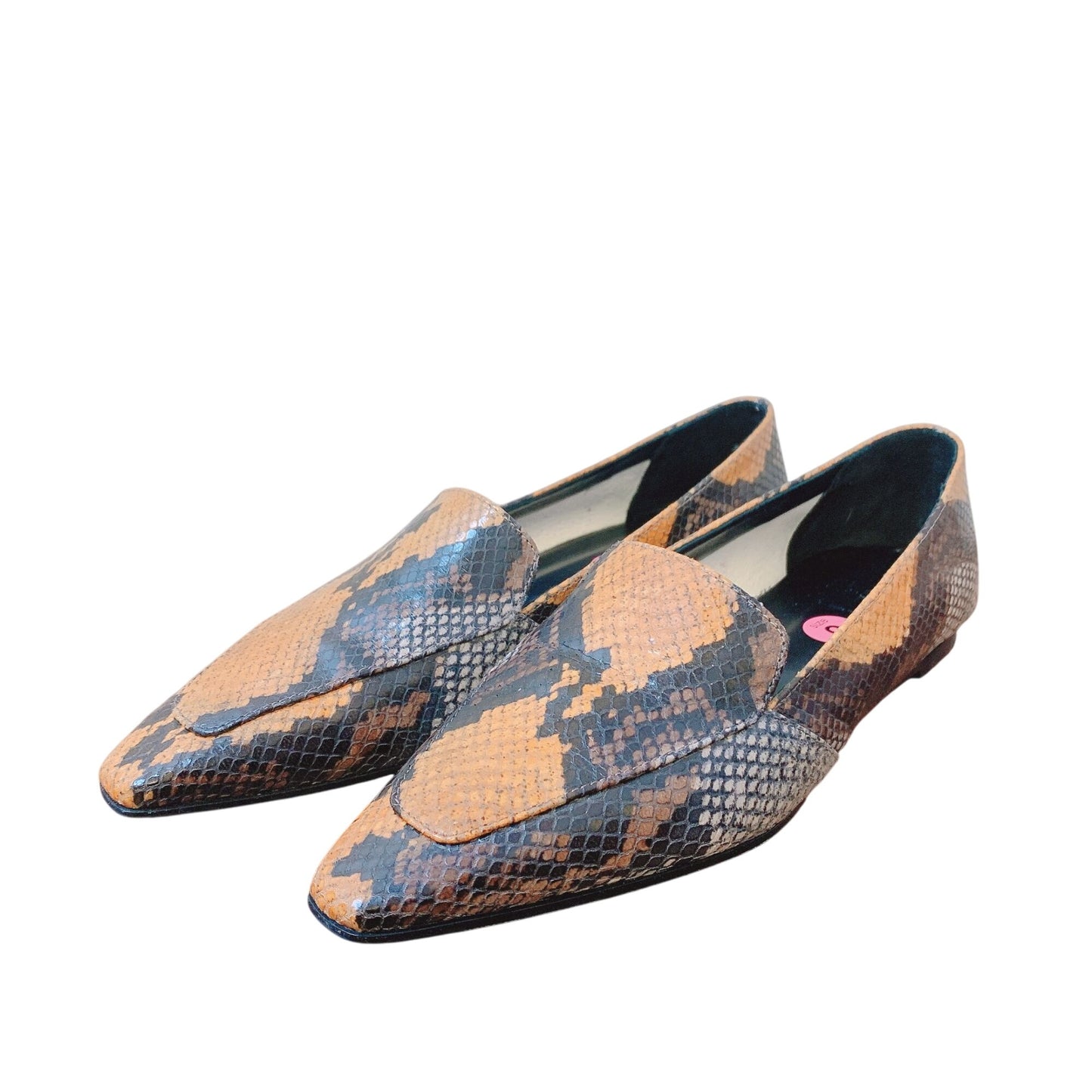 Aeyde Pointed-Toe Leather Snake Design Loafers 9