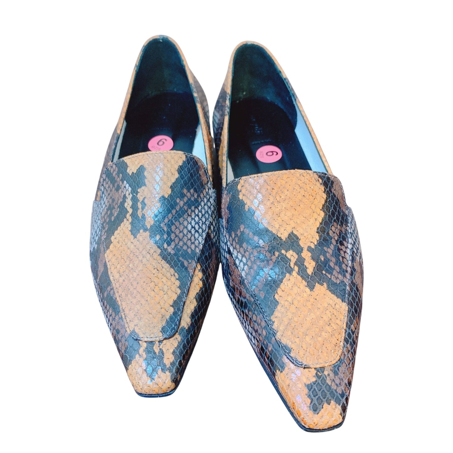 Aeyde Pointed-Toe Leather Snake Design Loafers 9