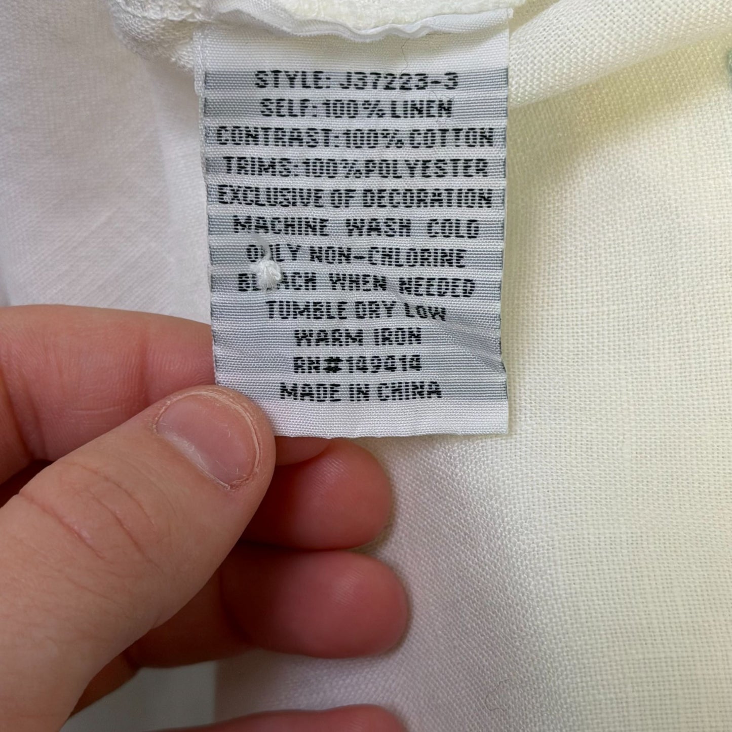 Johnny Was Embroidered Linen Sleeveless White Dress With Floral Design L