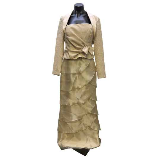 Ignite Evenings Cream Tiered Gown With Bolero Jacket 8