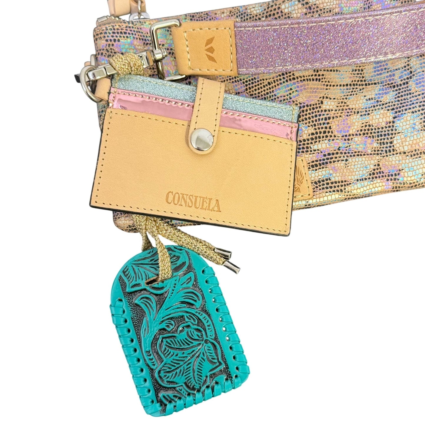 Consuela Leopard Print Wristlet With Leather Accents & Card Holder