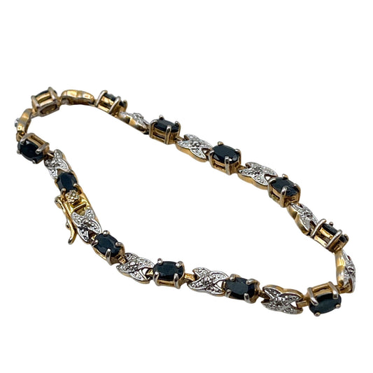 925 Gold Plated Bracelet With Black Stones & Stone Accents Butterfly Design Elegant Womens Jewelry
