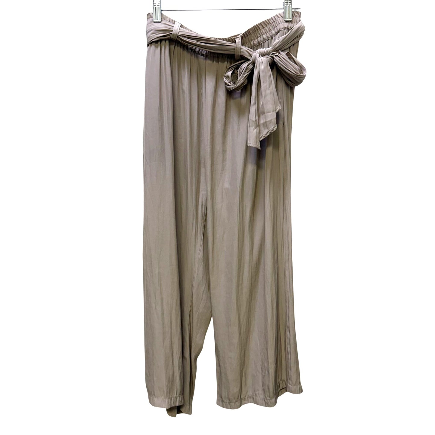 Mela Purdie Tan Wide-Leg Pants W/ Elastic Waist & Tie Belt Size S