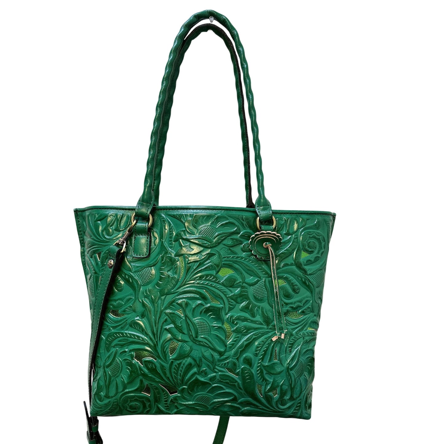 Patricia Nash Embossed Green Leather Shoulder Bag Size Large