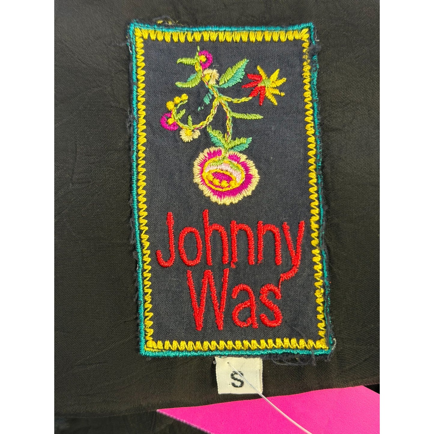 Johnny Was Black Long-Sleeve Embroidered Boho Dress With Slip S