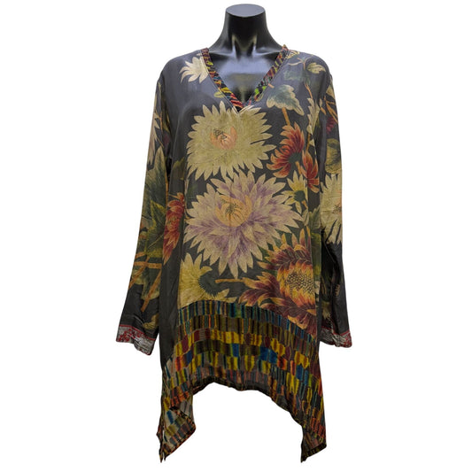 Johnny Was Floral Print Tunic Blouse Multicolor XL