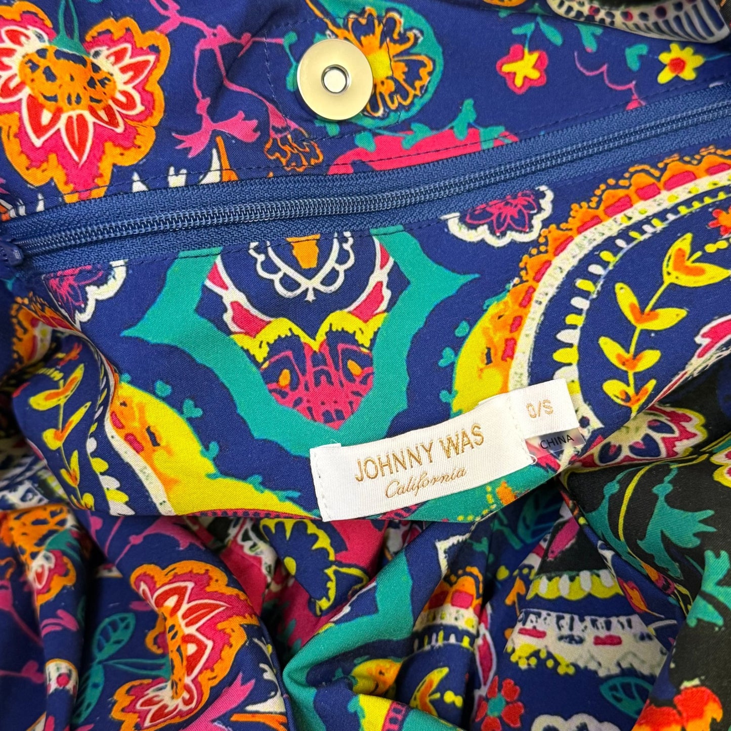 Johnny Was Fabric Hobo Bag Multicolor Paisley Pattern Boho Style Lightweight & Spacious