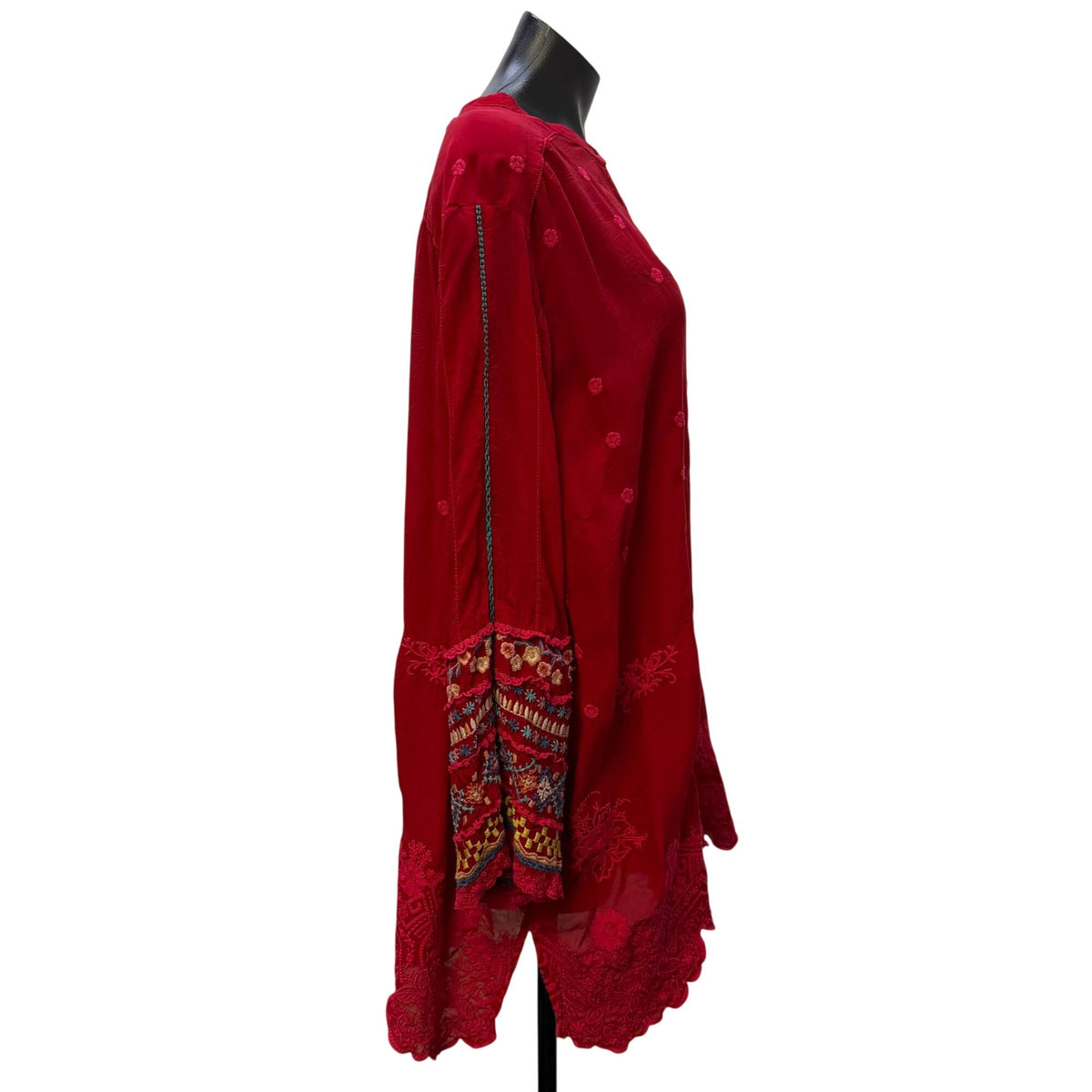 Johnny Was Embroidered Red Tunic Blouse 1X
