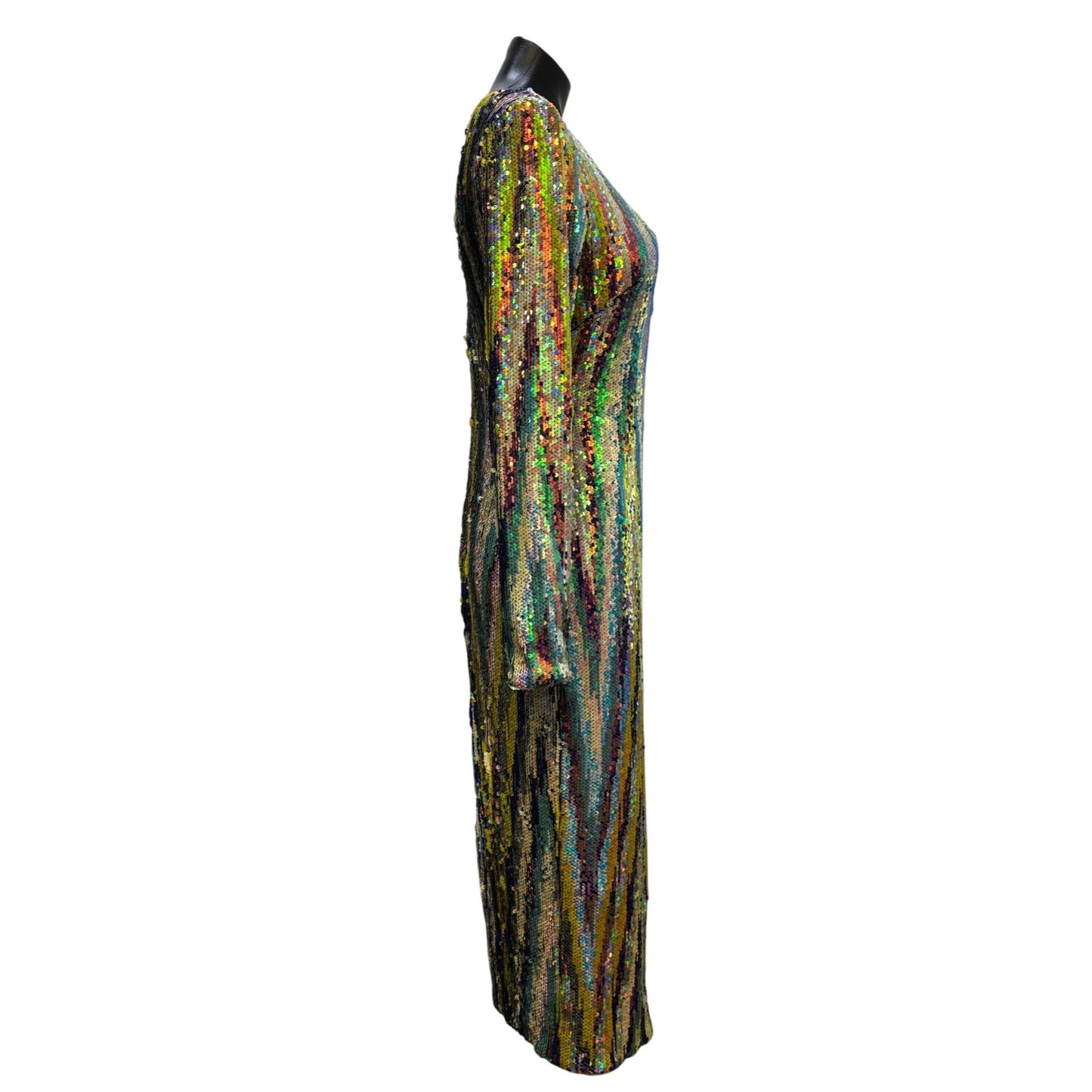 Dress The Population Multi-Color Sequined Long Sleeve Bodycon Dress M