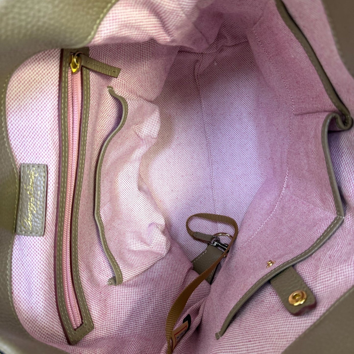 Dooney & Bourke Pebbled Leather Taupe Hobo Bag
