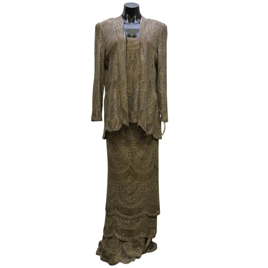 T Carolyn 3Pc Bronze Skirt Tank & Jacket Set XL