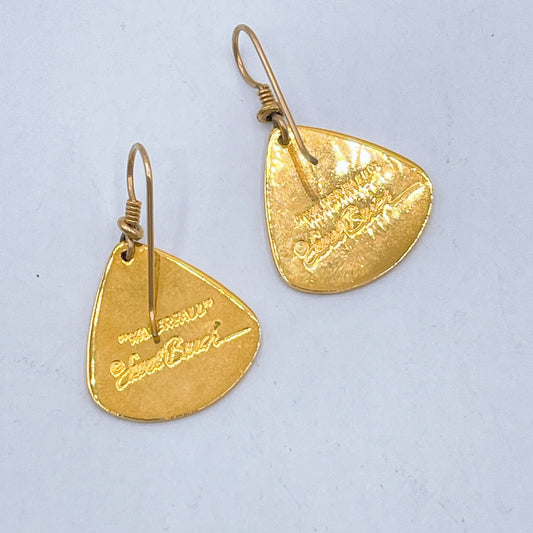 Vintage Laurel Burch Fan Earrings Black & Gold Tone Enamel Dangle
