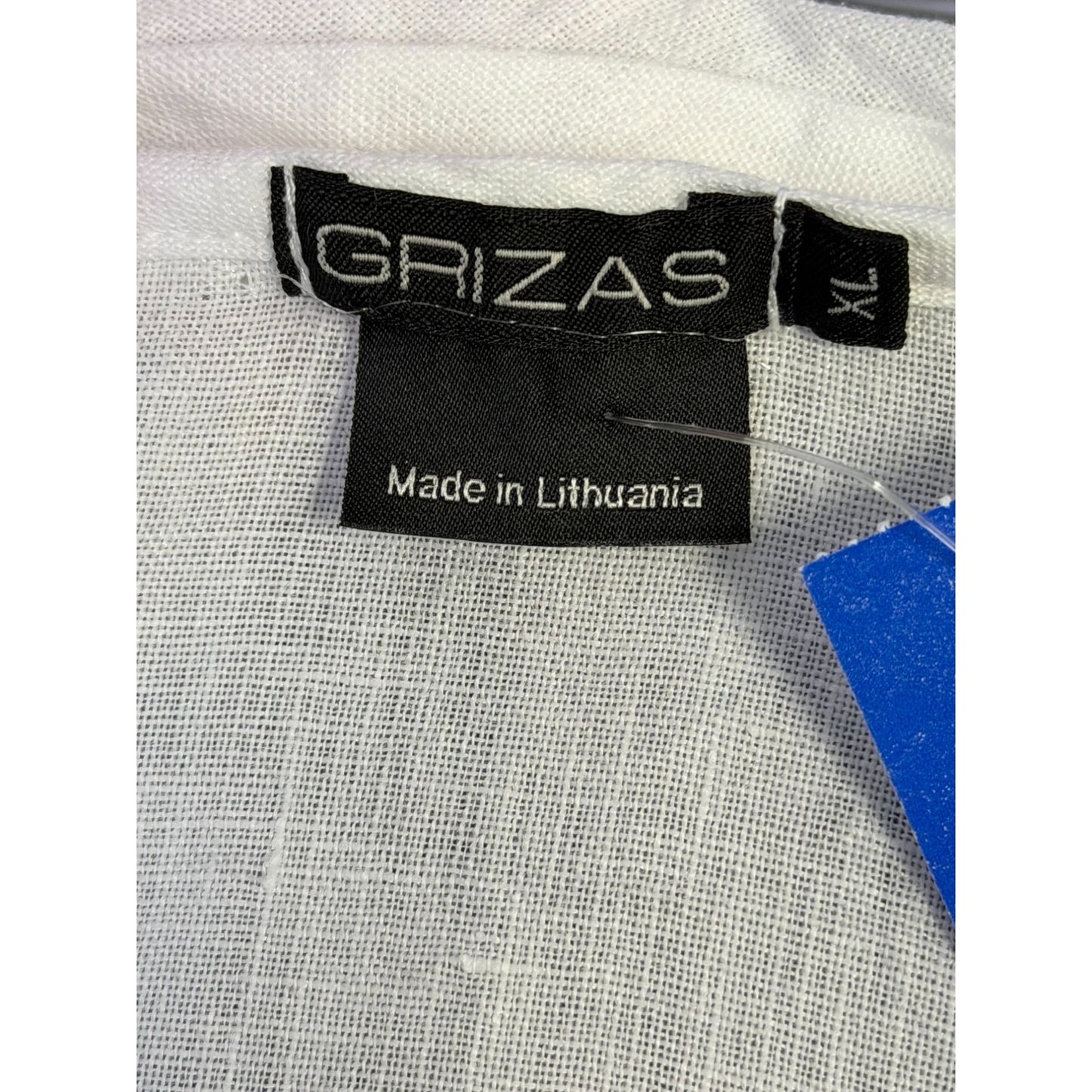 Grizas Linen Button-Front Longline Dress White Asymmetrical Hem Pockets XL
