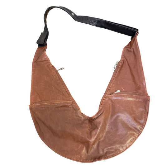 Sash Reversible Leather Shoulder Bag Brown & Black With Zippered Pockets