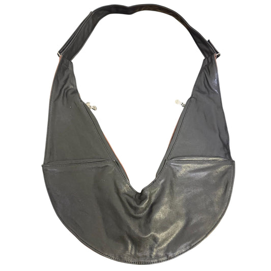 Sash Reversible Leather Shoulder Bag Brown & Black With Zippered Pockets
