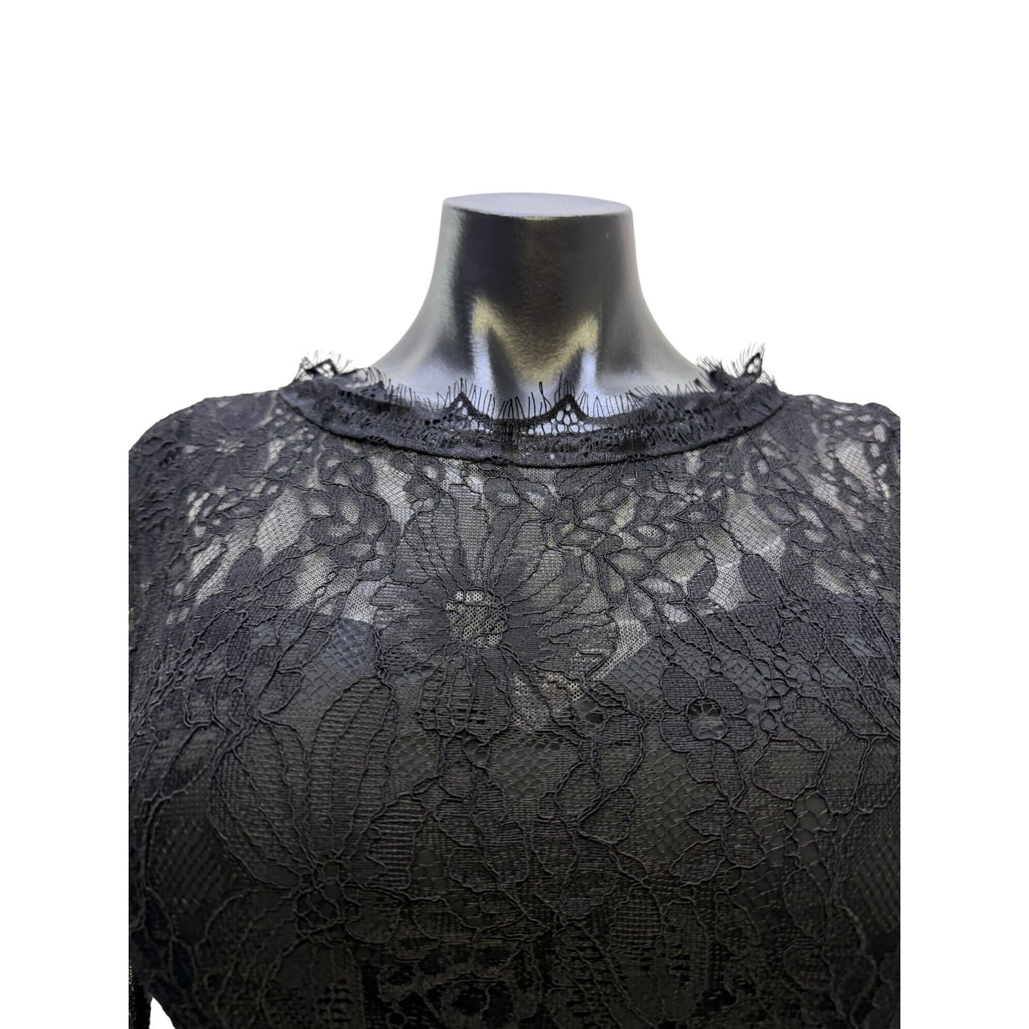NWOT Catchall Lace Gown Black Tiered Ruffle Skirt Dress M