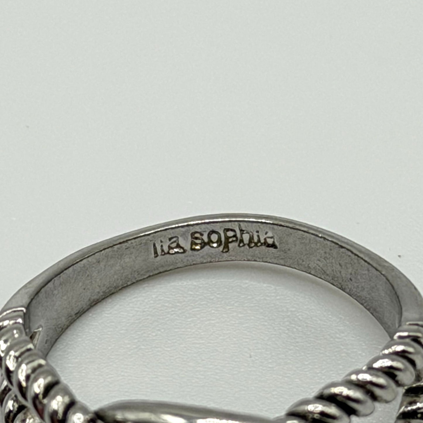 Vintage Lia Sophia Silver Tone Twisted Rope Knot Ring Size 10