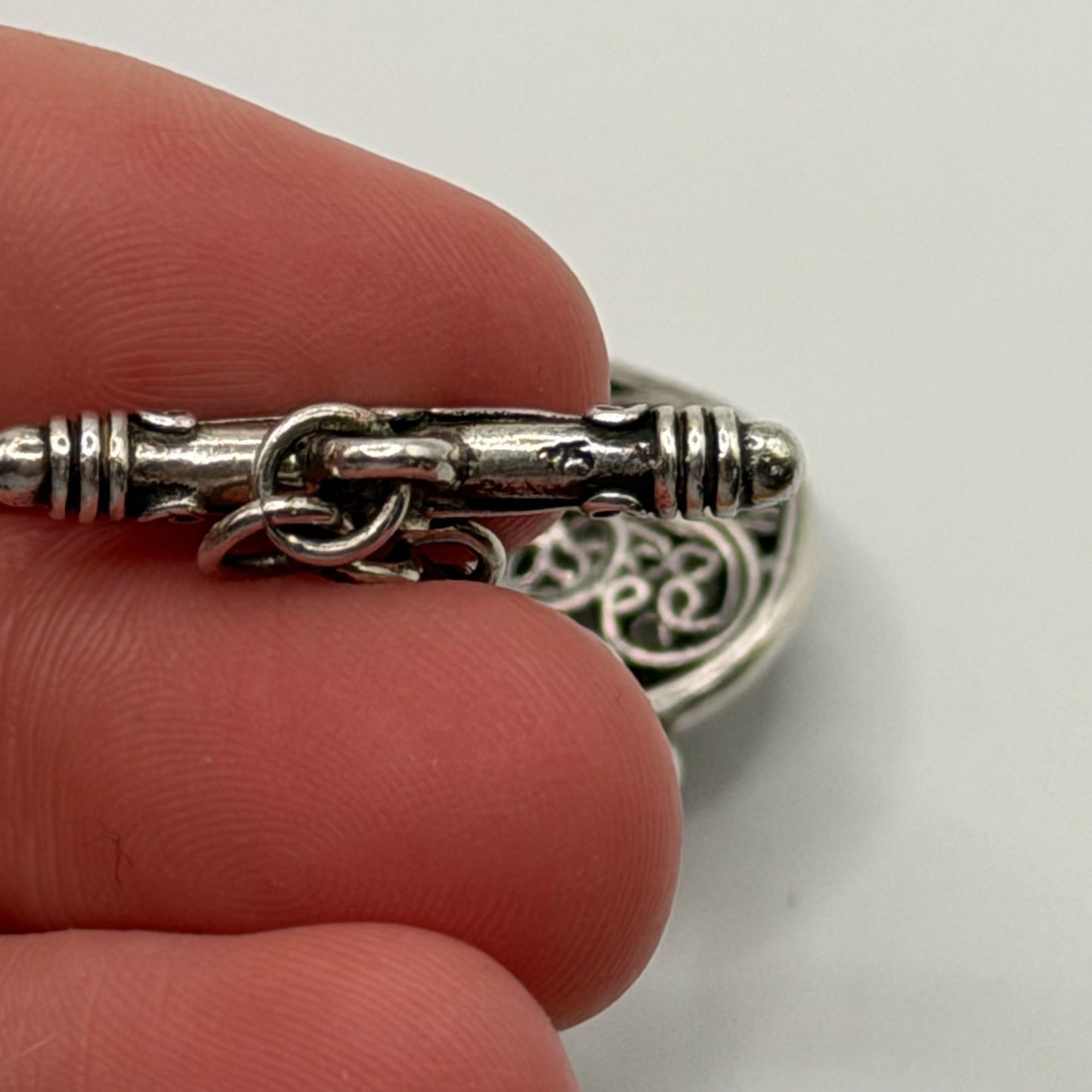Brighton Treasures 925 Sterling Silver Filigree Heart Toggle Bracelet