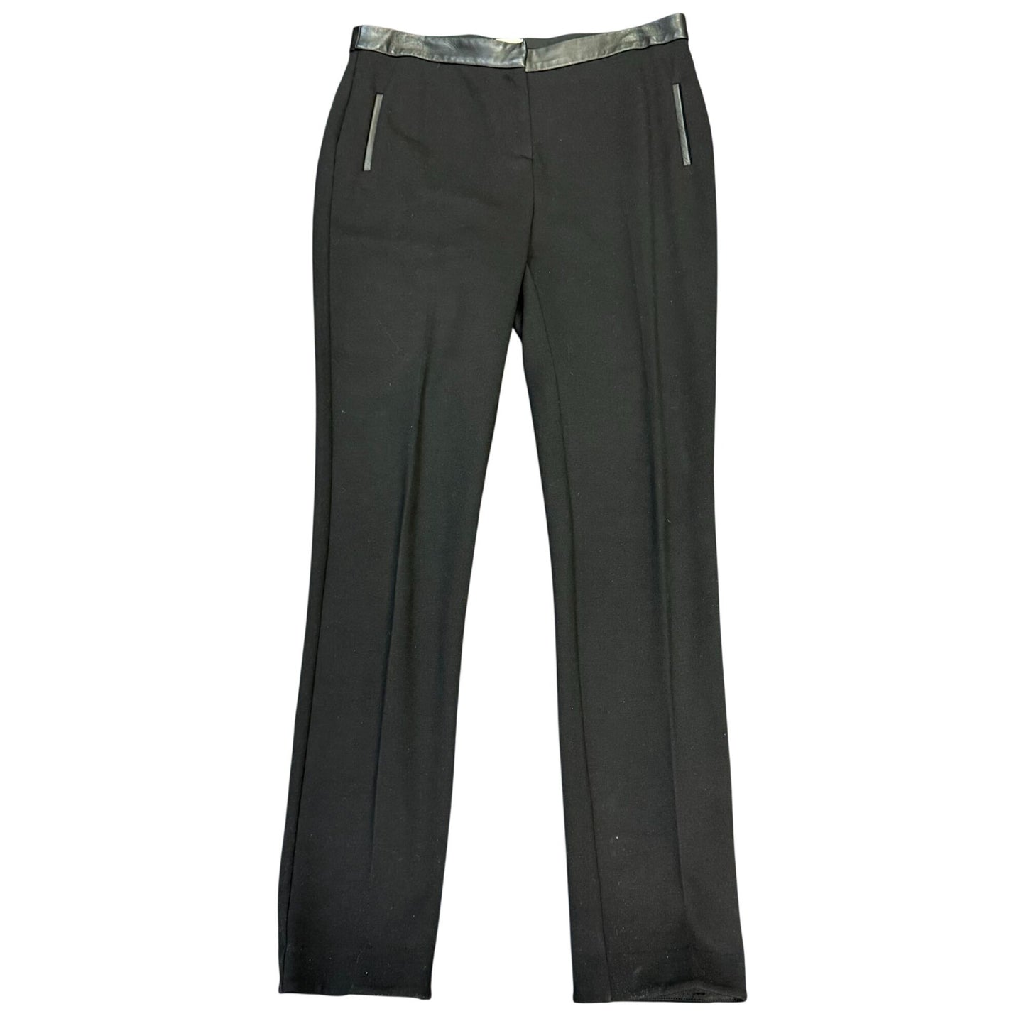 Reiss Black Pants With Faux Leather Accents 8
