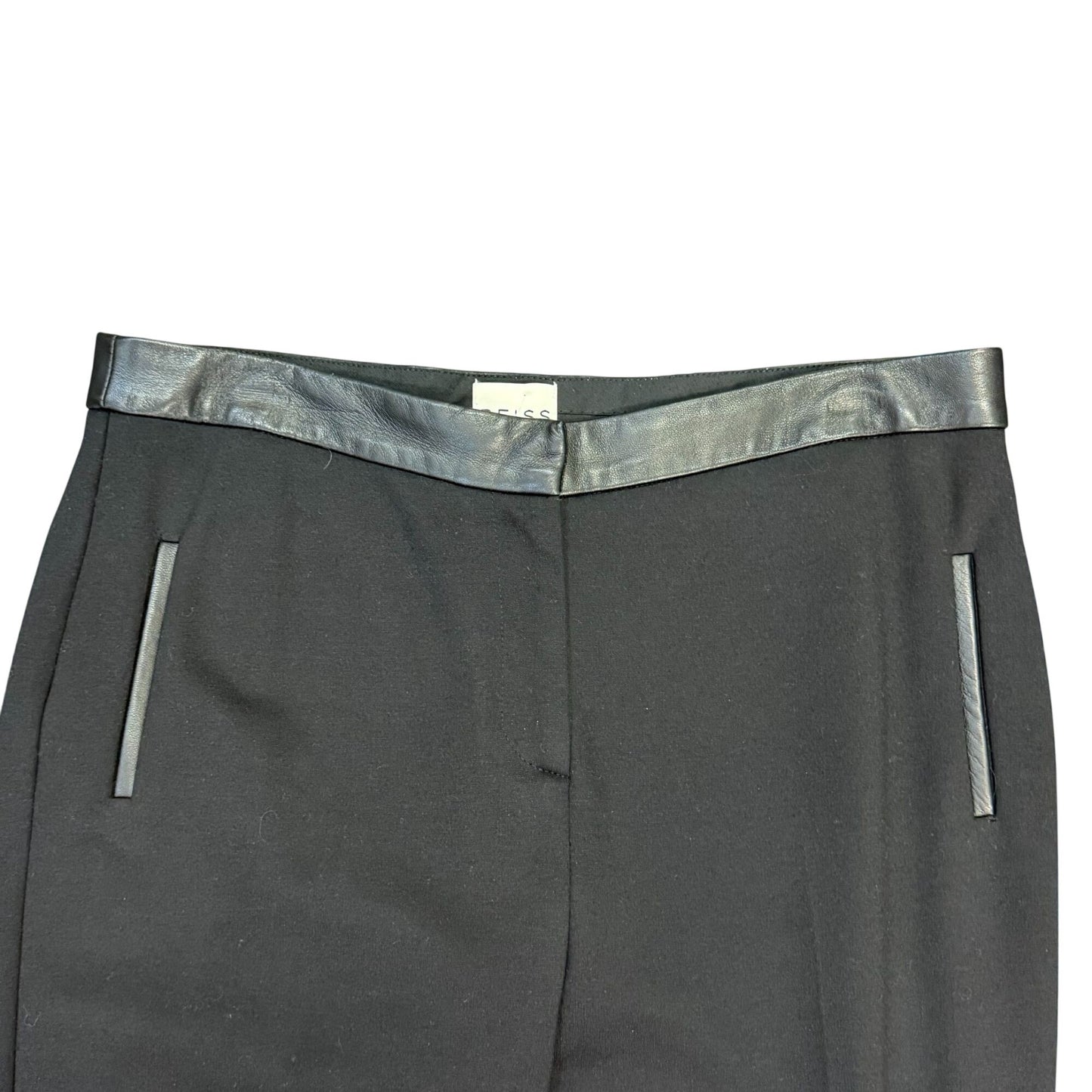 Reiss Black Pants With Faux Leather Accents 8