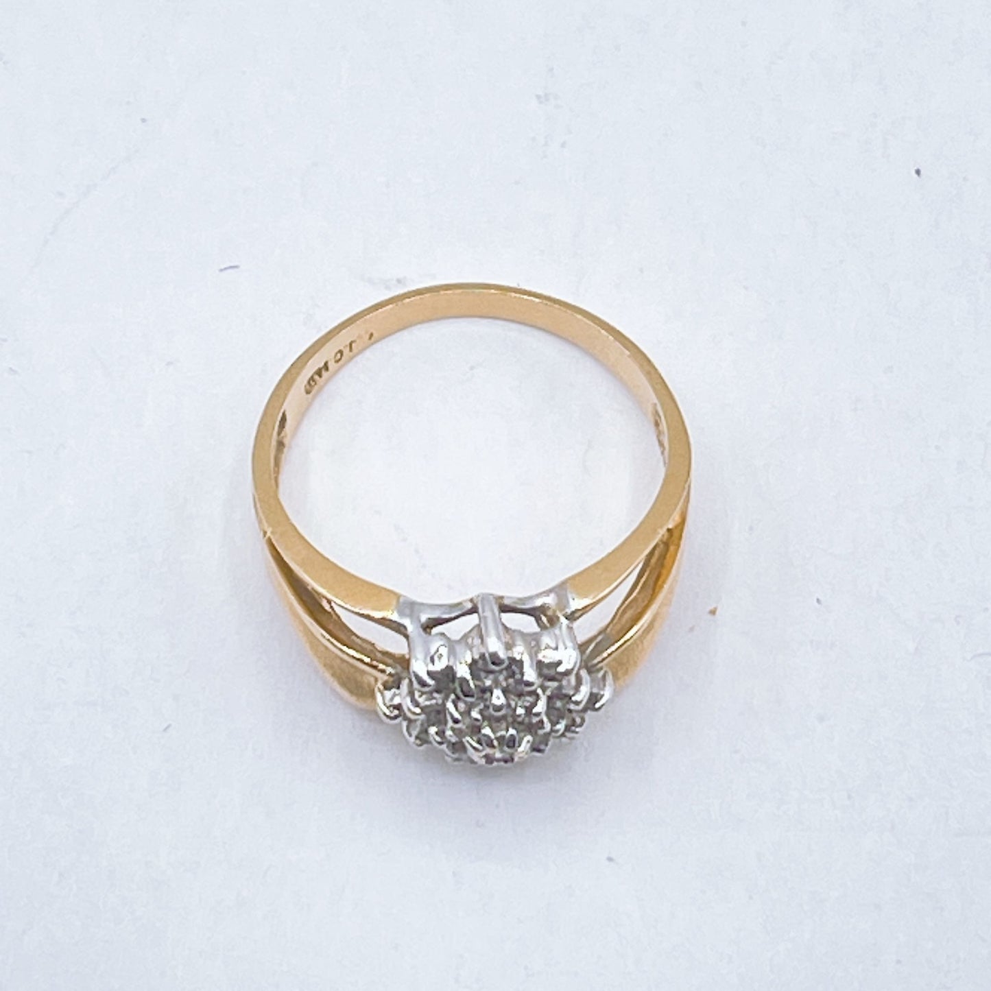 14K Gold Vintage Retro Diamond Cluster Ring Size 7