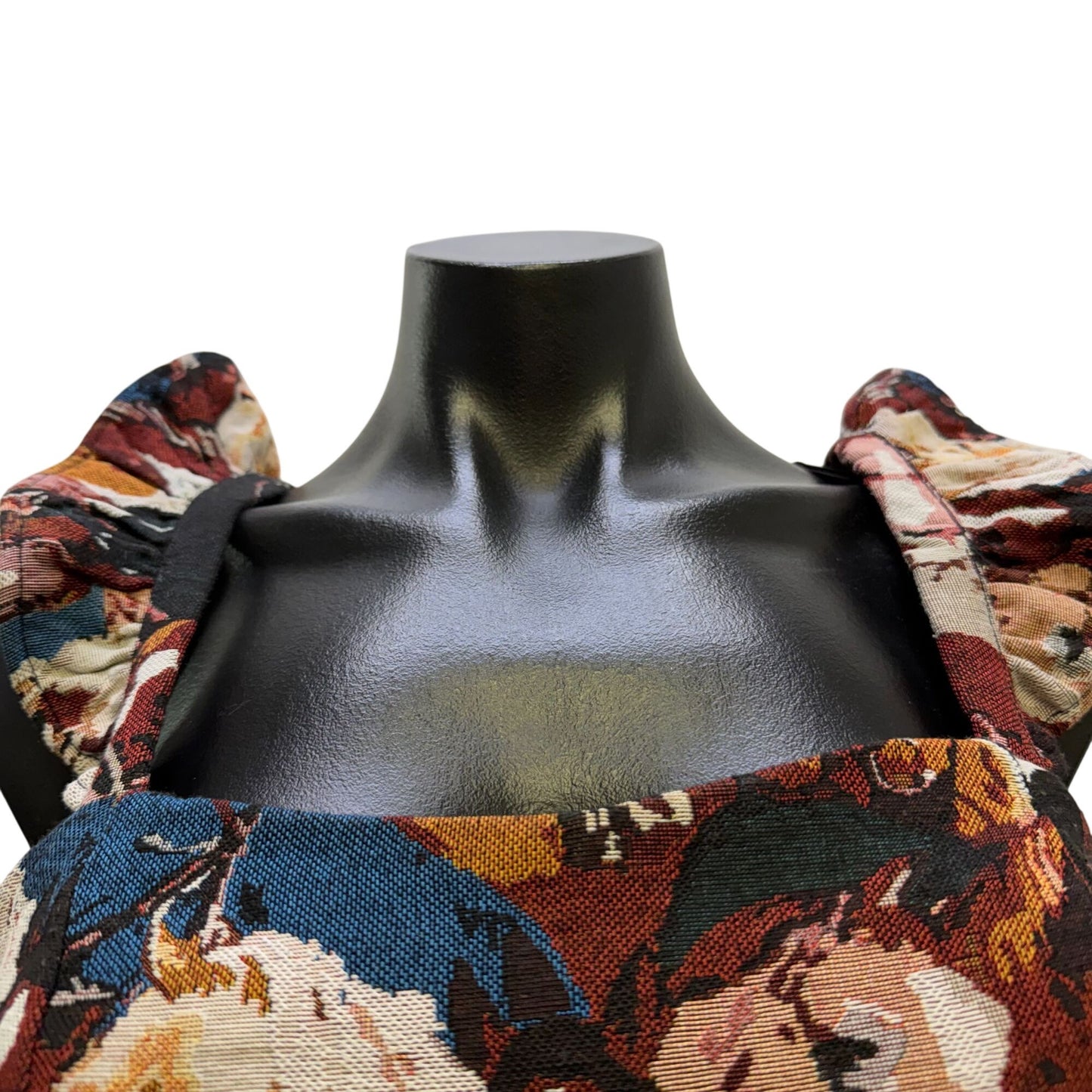 Lucky & Blessed Brown & Blue Horse Print Sleeveless Dress M