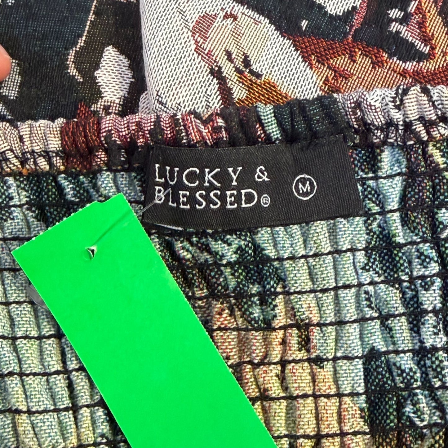 Lucky & Blessed Brown & Blue Horse Print Sleeveless Dress M