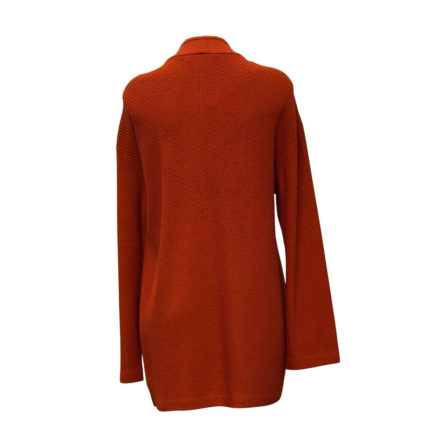 St. John Knit Jacket Deep Orange Open Front Long Sleeve Size 8