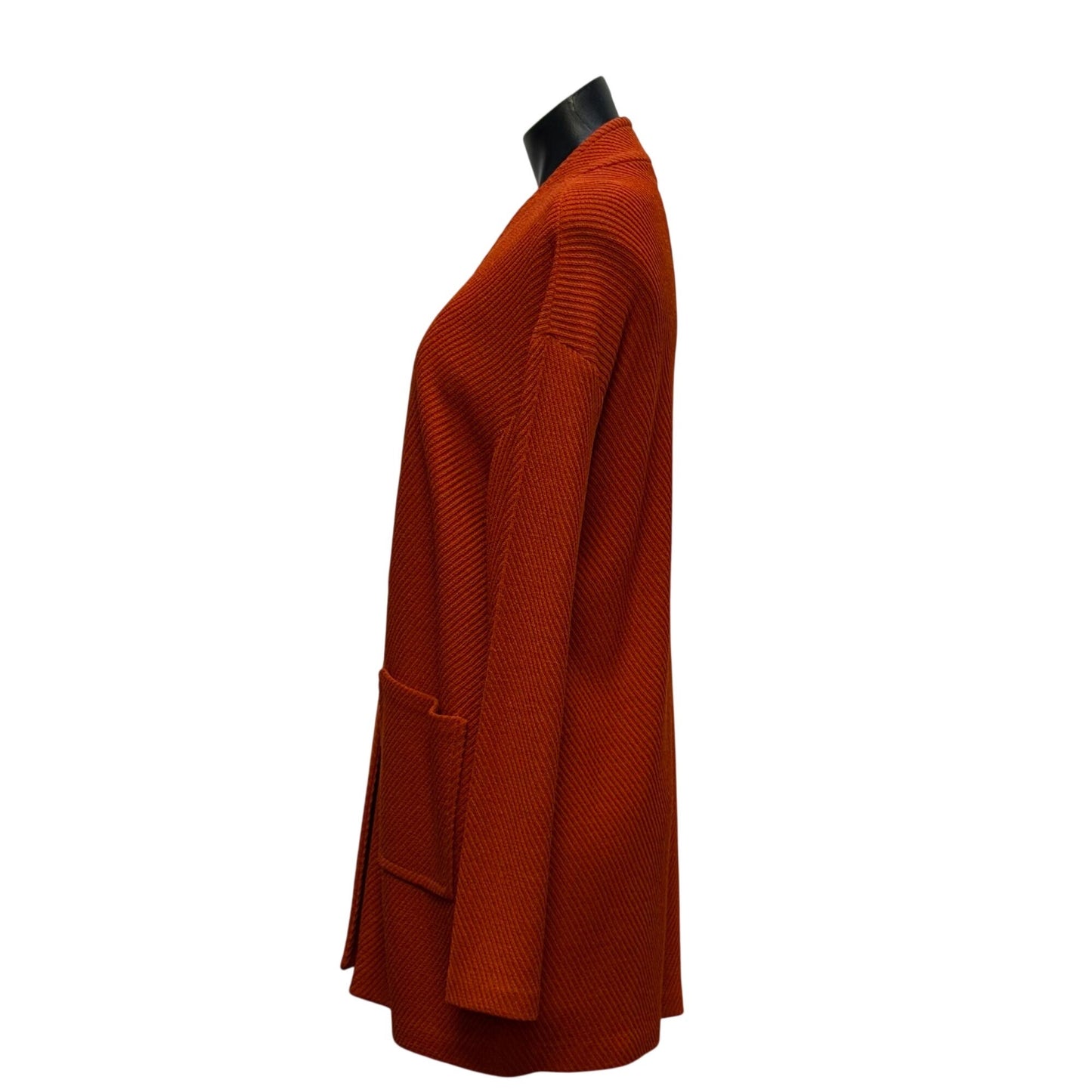 St. John Knit Jacket Deep Orange Open Front Long Sleeve Size 8
