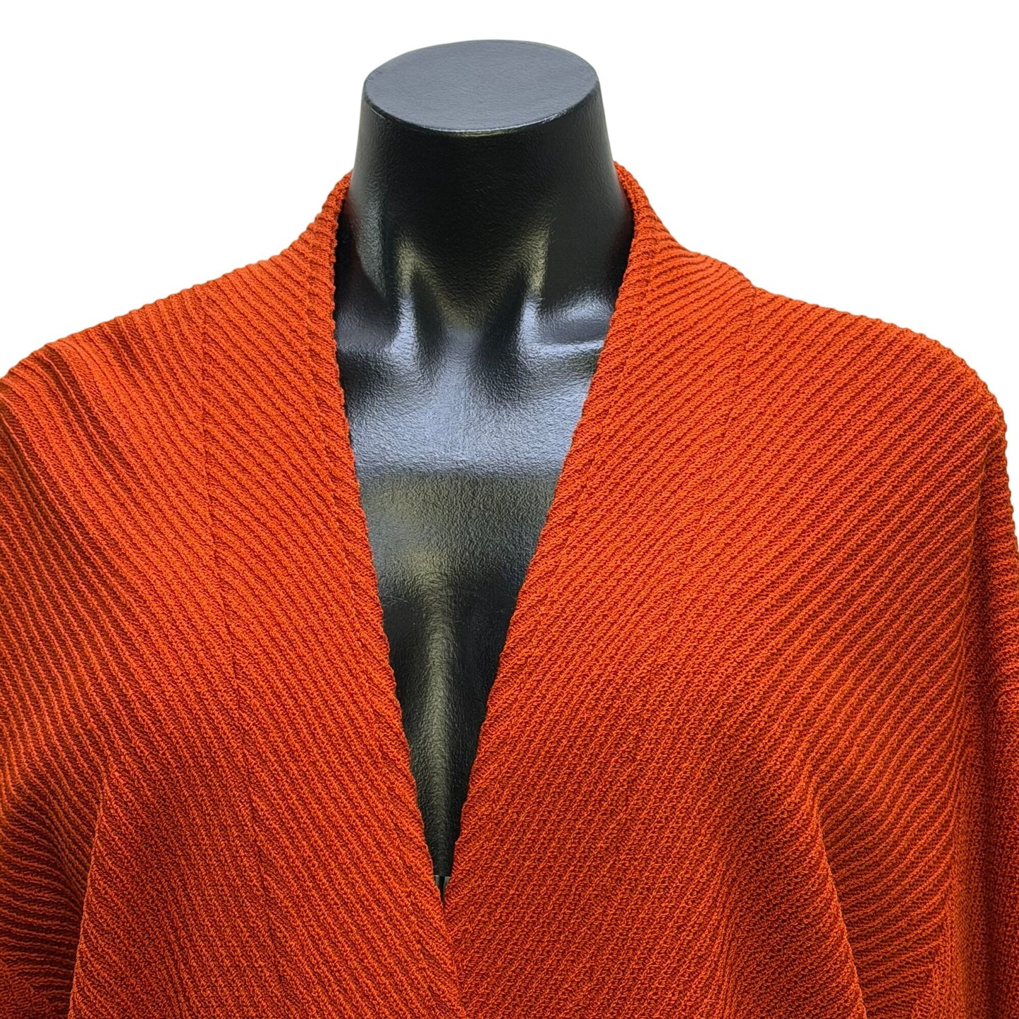 St. John Knit Jacket Deep Orange Open Front Long Sleeve Size 8