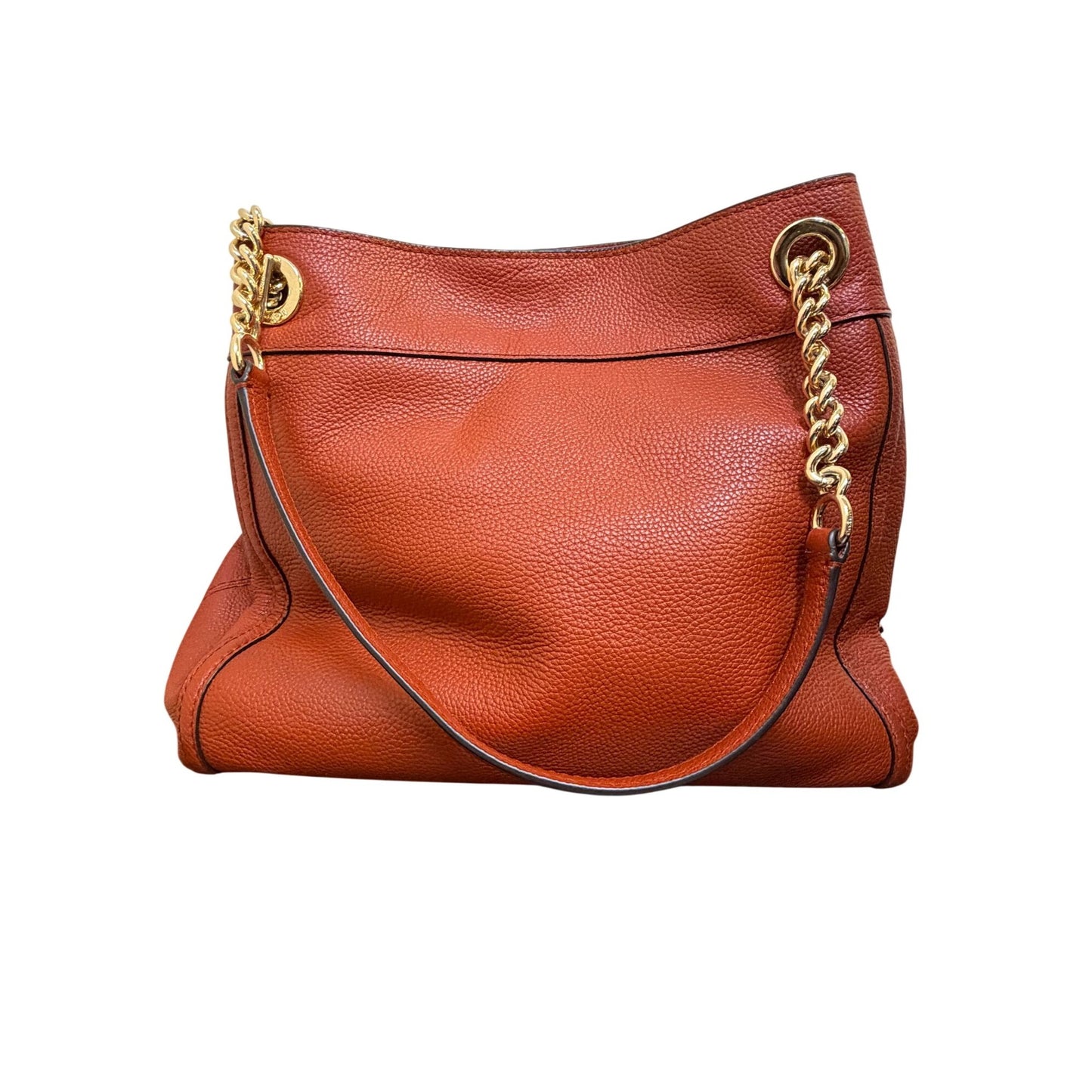 Coach Burn Orange Shoulder Bag With Turnlock Closure