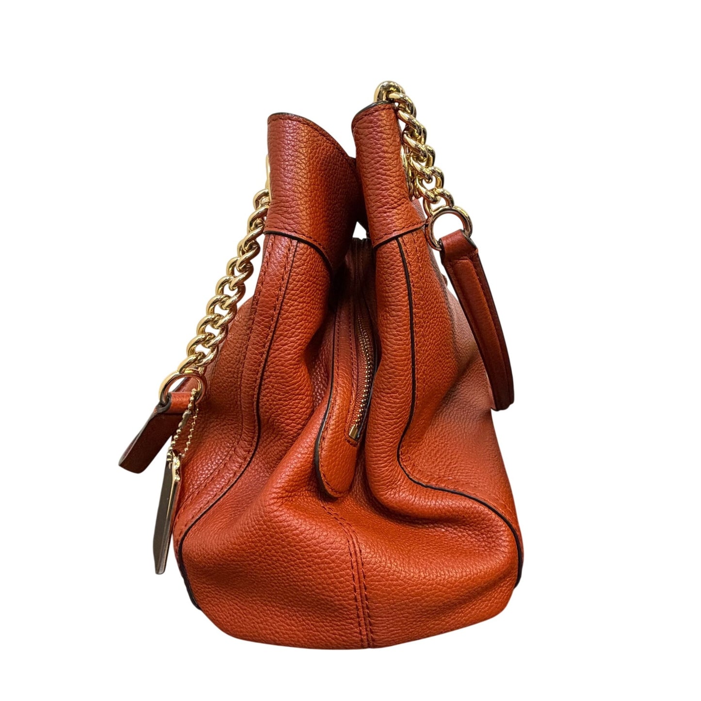 Coach Burn Orange Shoulder Bag With Turnlock Closure