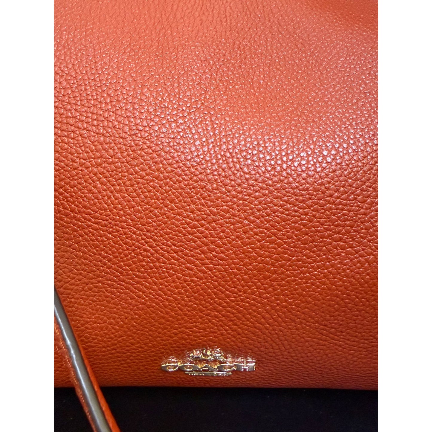 Coach Burn Orange Shoulder Bag With Turnlock Closure
