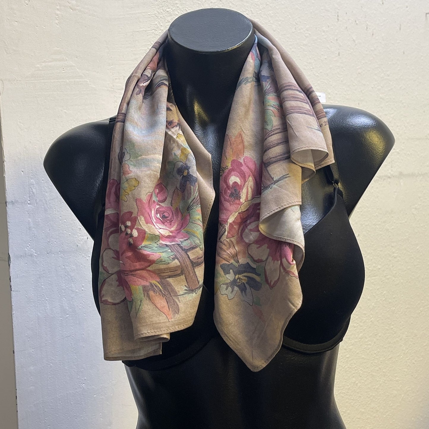 Double D Ranch Tan Pink Eloise 2022 Floral Western Scarf