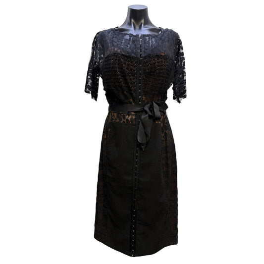 Beguile By Byron Lars Lace Tie Belted Dress Black Size 12
