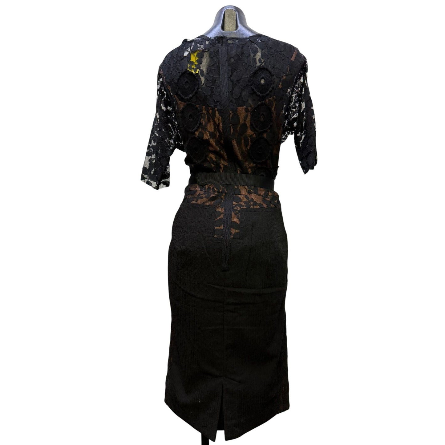 Beguile By Byron Lars Lace Tie Belted Dress Black Size 12