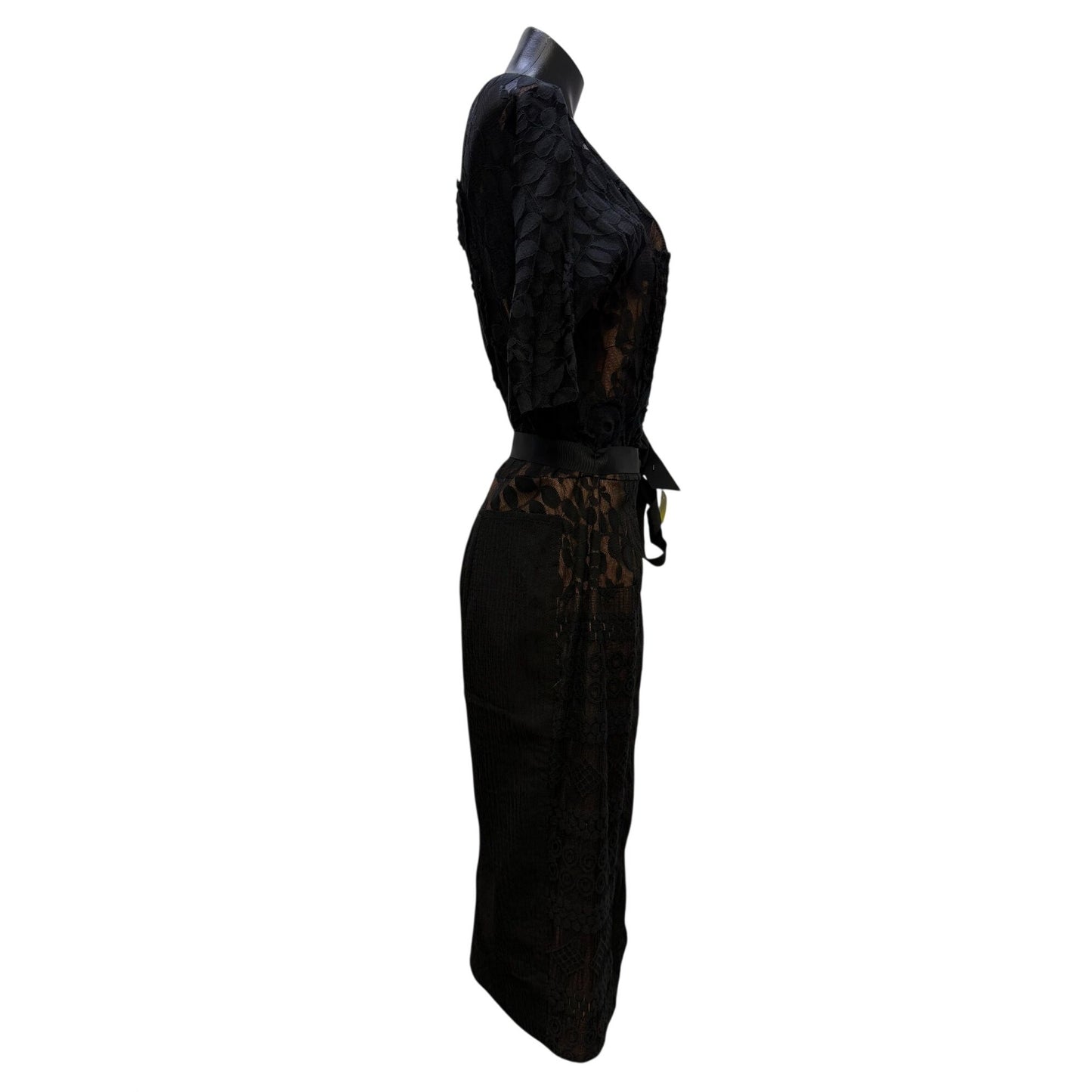 Beguile By Byron Lars Lace Tie Belted Dress Black Size 12