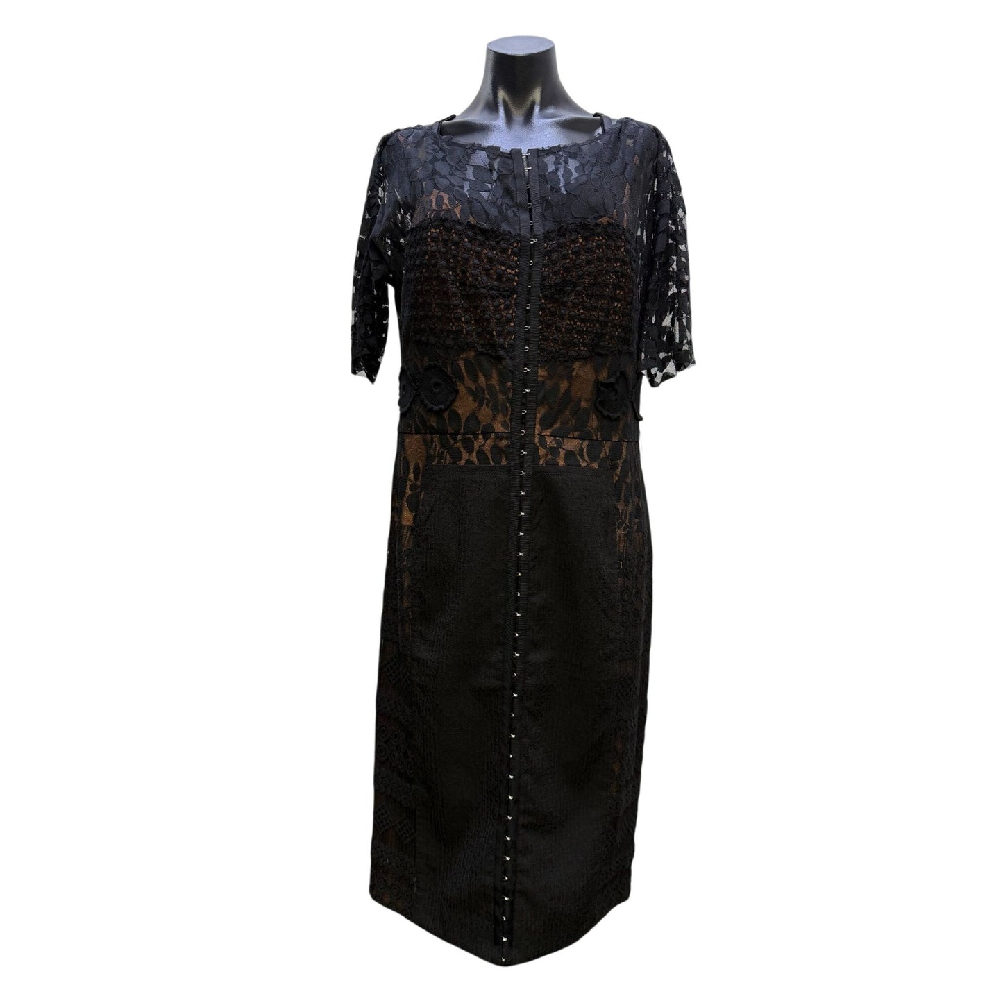 Beguile By Byron Lars Lace Tie Belted Dress Black Size 12