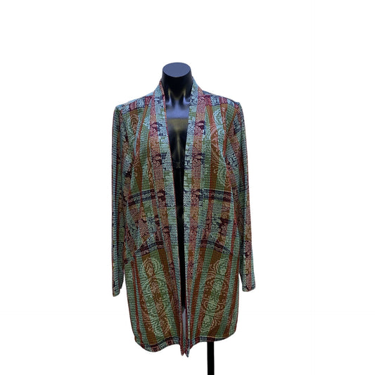 Vintage John Mark Multicolor Embroidered Reversible Open Front Jacket Size Medium