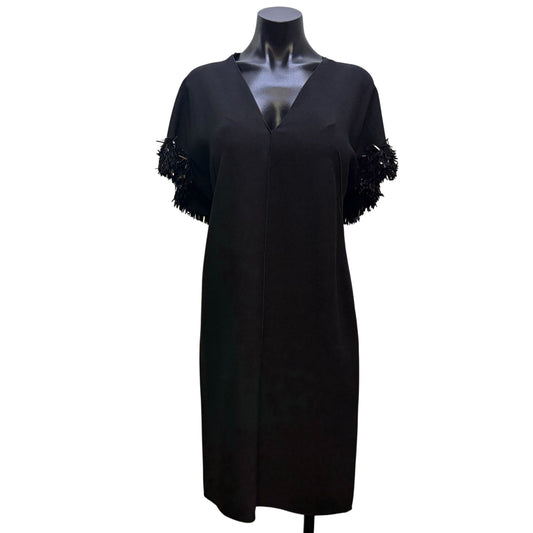 Derek Lam Black Fringe Sleeve Silk Dress V-Neck  6